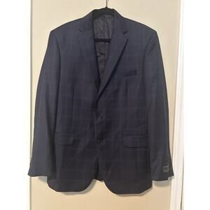 NWT Jos A Bank Reserve Blazer Mens 42L Blue Plaid Wool Cashmere Sport Coat